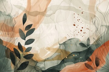 Hand-drawn background inspired by nature, with earthy tones and organic textures that evoke a sense of grounding and tranquility. 