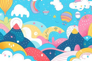 Naklejka premium Whimsical hand-drawn background with playful shapes and whimsical elements, inviting viewers into a world of imagination.