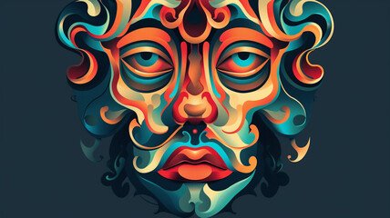 Whimsical vector face with imaginative details and playful expressions, igniting a sense of whimsy and joy.