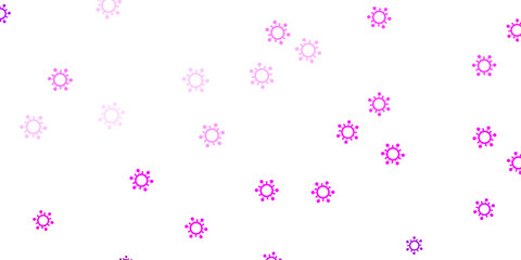 Light purple, pink vector backdrop with virus symbols.