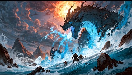 "From the depths of Ginnungagap emerges a world of fire and ice, where the forces of creation and destruction are in constant flux. Use your creative genius to bring this epic battle to life in a styl