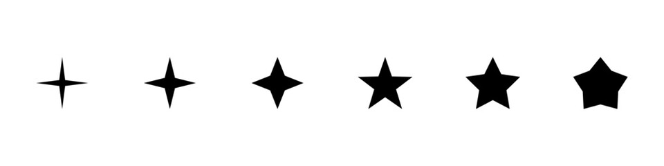 Shining stars, black icons. Vector design