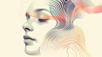 Harmonious vector face with balanced proportions and soothing colors, emanating a sense of harmony and serenity.
