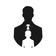 Businessman character design vector silhouette isolated on white background 
