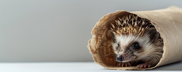 A cute hedgehog unrolling a scroll of a sitemap, representing website structure optimization, isolated, text space