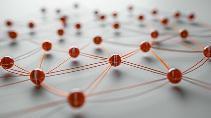 A network of nodes representing different data points in an online marketing ecosystem, minimalist with text space