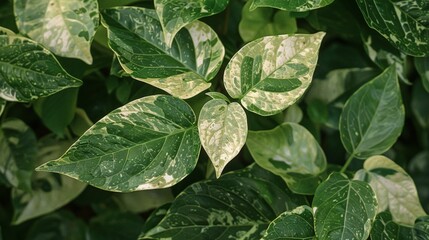 Close up of green leaves with white spots