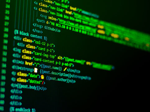 Code background in editor. Web programming with screen html coding	