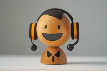 A cartoon person with a headset, representing customer service improvement, clear and isolated, space for text
