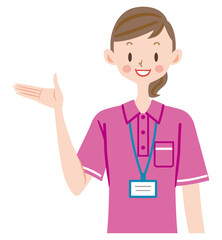 案内する介護職員　介護スタッフ　トレーナー　ヘルパー　ケアマネージャー