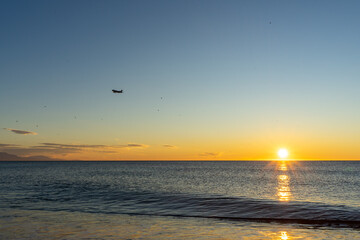 Fototapeta na wymiar Sunrise over Mediterranean Sea, Costa del Sol, Malaga, Spain