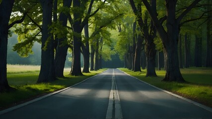: Exploring Forest Roads Amidst Colorful Leaves and Trees."