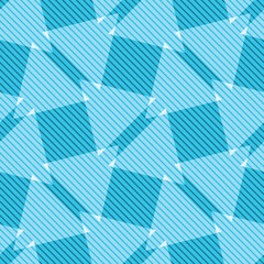 Seamless abstract geometric pattern in blue and white. Vector illustration - Triangle and square based shapes with line texture suitable for home decor, fashion and giftware.