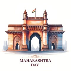 Illustration of a gateway of india for maharashtra day celebration.