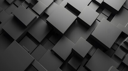 Dark background design, abstract geometric blocks, 3d render