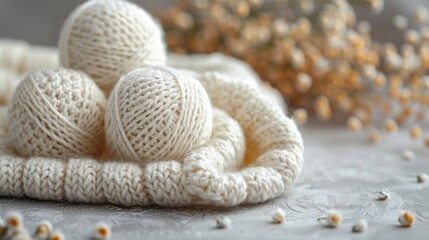 Fototapeta na wymiar Crochet needlework set on a light background. Hoby needlework crochet set.
