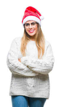 Young beautiful woman wearing christmas hat over isolated background with a happy and cool smile on face. Lucky person.