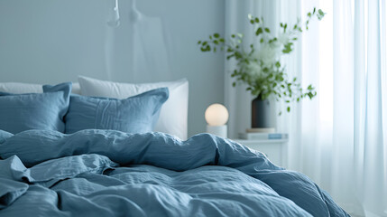 White Bedroom with Medium Blue Walls