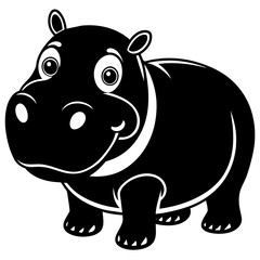 hippopotamus cartoon isolated on white  illustration