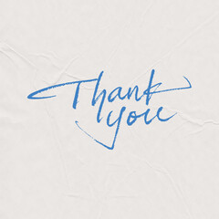 Elegant Blue ‘Thank You’ Note on Textured White Paper Background