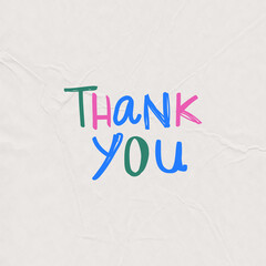 Elegant Blue ‘Thank You’ Note on Textured White Paper Background