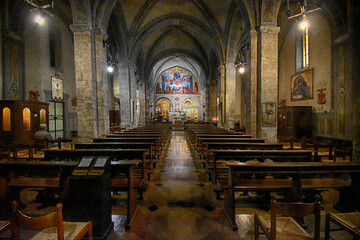 Crea church interior, serralunga, alessandria, piedmont, italy