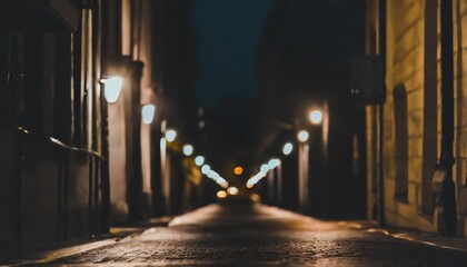 illuminated street at night european city