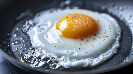 Frying Egg in a Cooking Pan in Domestic Kitchen
