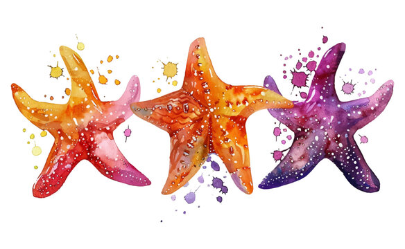 
Starfish set, isolated vector watercolor illustration.