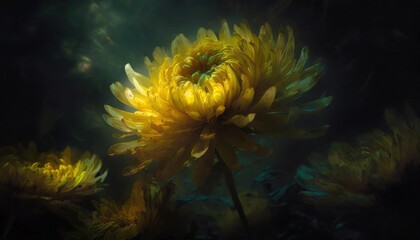Fototapeta na wymiar yellow chrysanthemum flower head