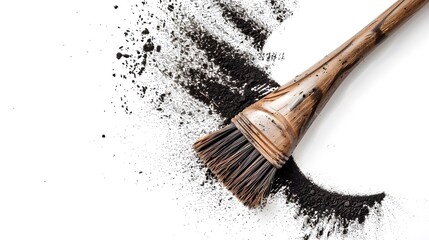 Striped brush sweep dust cleaning isolated on white background close up top view - Powered by Adobe