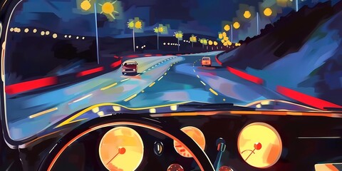 muscle car illustration, motors, roadtrips, ai image of cars