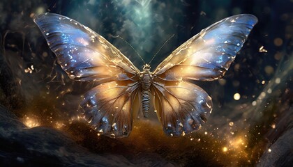 a mystical fantasy butterfly with shimmering wings