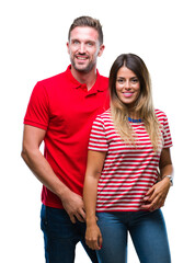 Fototapeta premium Young couple in love over isolated background with a happy and cool smile on face. Lucky person.
