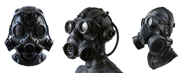 Gas Masks and Nuclear Radiation Set, Isolated on Transparent Background, PNG - obrazy, fototapety, plakaty