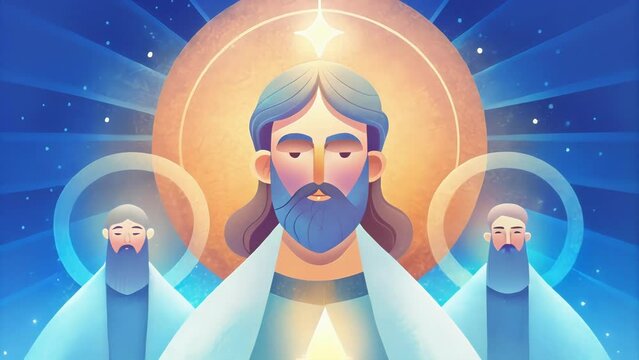 The triple halo In this illustration each member of the Holy Trinity is depicted with their own halo. However the halos overlap and interlock