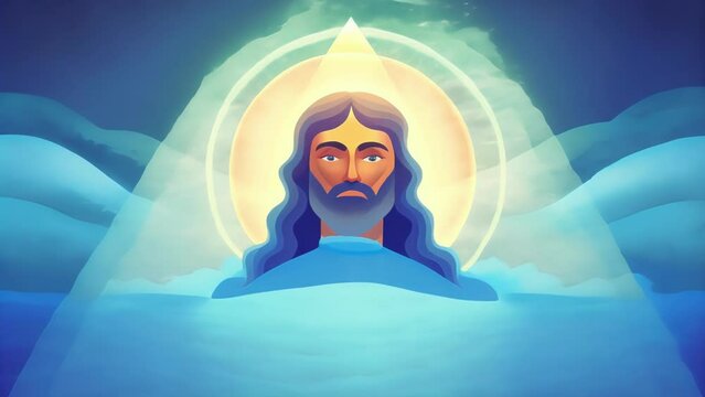 The rays of light As Jesus is submerged in the waters of the Jordan a glowing light surrounds him. The light seems to emanate from three