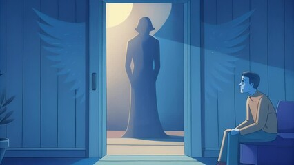 The Unexpected Guest In a moment of despair a man sits alone in his living room contemplating his life. Suddenly there is a knock on the door