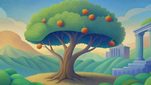 The withered tree A tree adorned with lush leaves and bountiful fruits stands tall in a prosperous garden. However upon closer inspection the