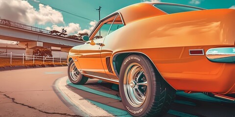 muscle car illustration, motors, roadtrips, ai image of cars