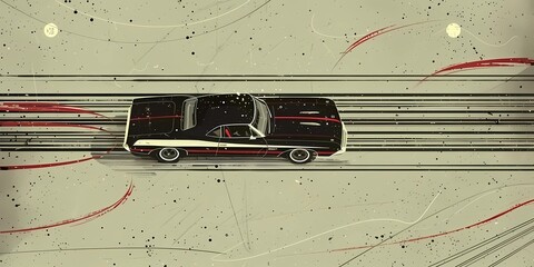 muscle car illustration, motors, roadtrips, ai image of cars