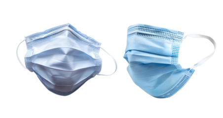 Collection of Medical Face Masks, Isolated on Transparent Background, PNG