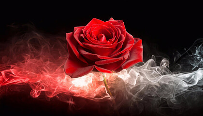 Makro kwiat, czerwona róża. Abstrakcyjne tło kwiatowe. Dekoracja ścienna. Tapeta kwiatowa, abstrakcja - obrazy, fototapety, plakaty