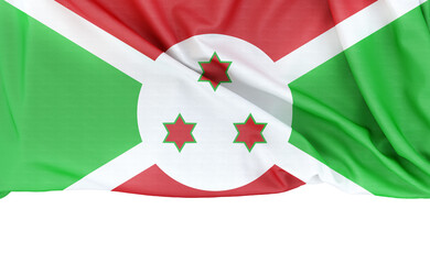 Flag of Burundi isolated on white background with copy space below. 3D rendering - 781648316