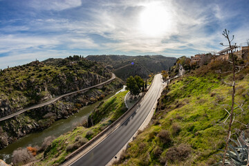 Toledo, Spain - Dec 17, 2018: Toledo is an ancient city set on a hill above the plains of Castilla-La Mancha. Arab, Jewish and Christian monuments in its walled old city