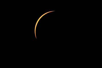 Crescent of the sun during the April 2024 total solar eclipse in Ohio USA moments before totality