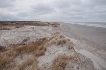 Schiermonnikoog ,The Netherlands.Island in the Waddenzee. Emptiness, dunes ,beach,clouds and sea 