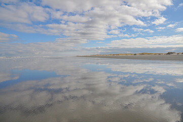 Schiermonnikoog ,The Netherlands.Island in the Waddenzee. Emptiness, dunes ,beach,clouds and sea 