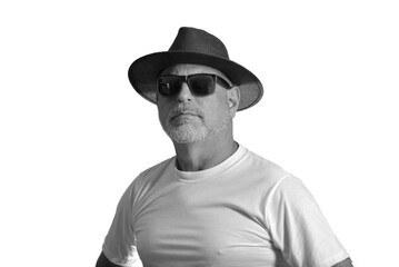 portrait adult man bald white beard face expression happy thoughtful male model gentleman in casual clothes image