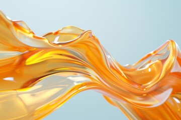3D rendering of a flowing liquid glass shape, minimal glossy wavy fluid motion - obrazy, fototapety, plakaty